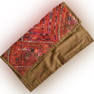 Embroidered Knit Clutch